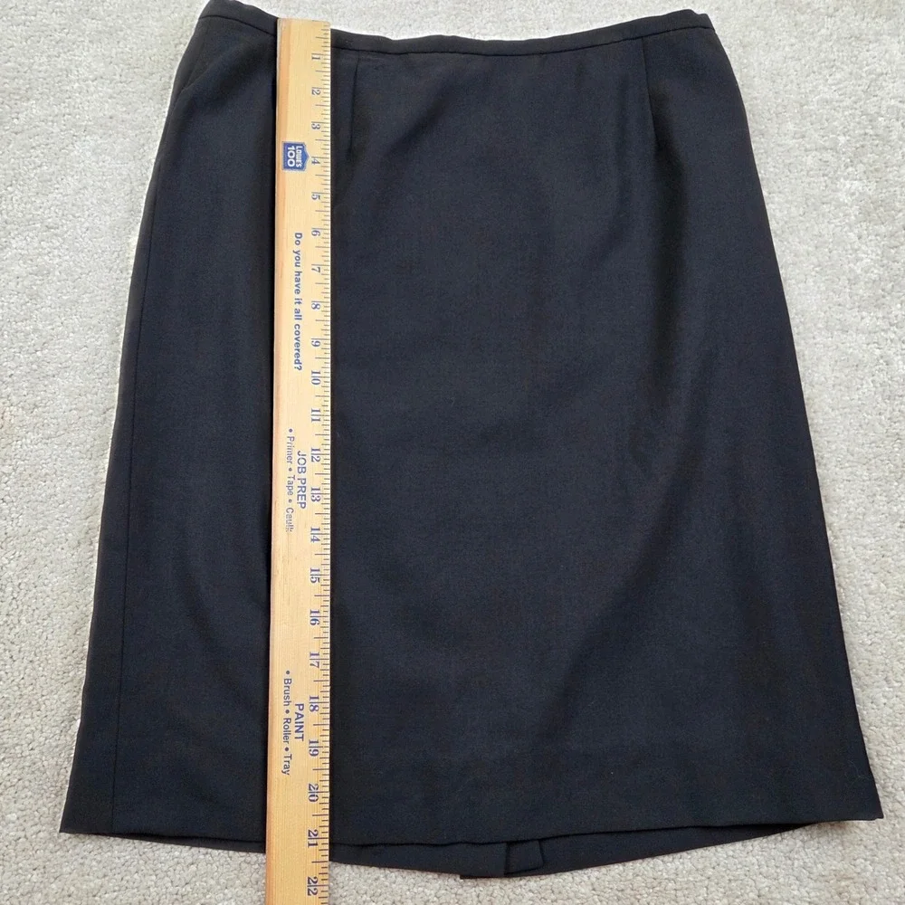Black Pencil Skirt Size 10 Wool Blend Lined Back Vent Office 21.5